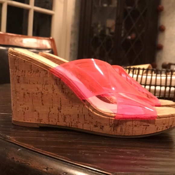 JESSICA SIMPSON NEON PINK CORK SHOES!!!! 🛍🛍🛍👡 - Picture 4 of 6